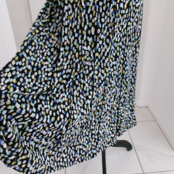 New Perceptions Stretch Knit Sleeveless Dress 2X Woman Blue Black White Green - Picture 10 of 14